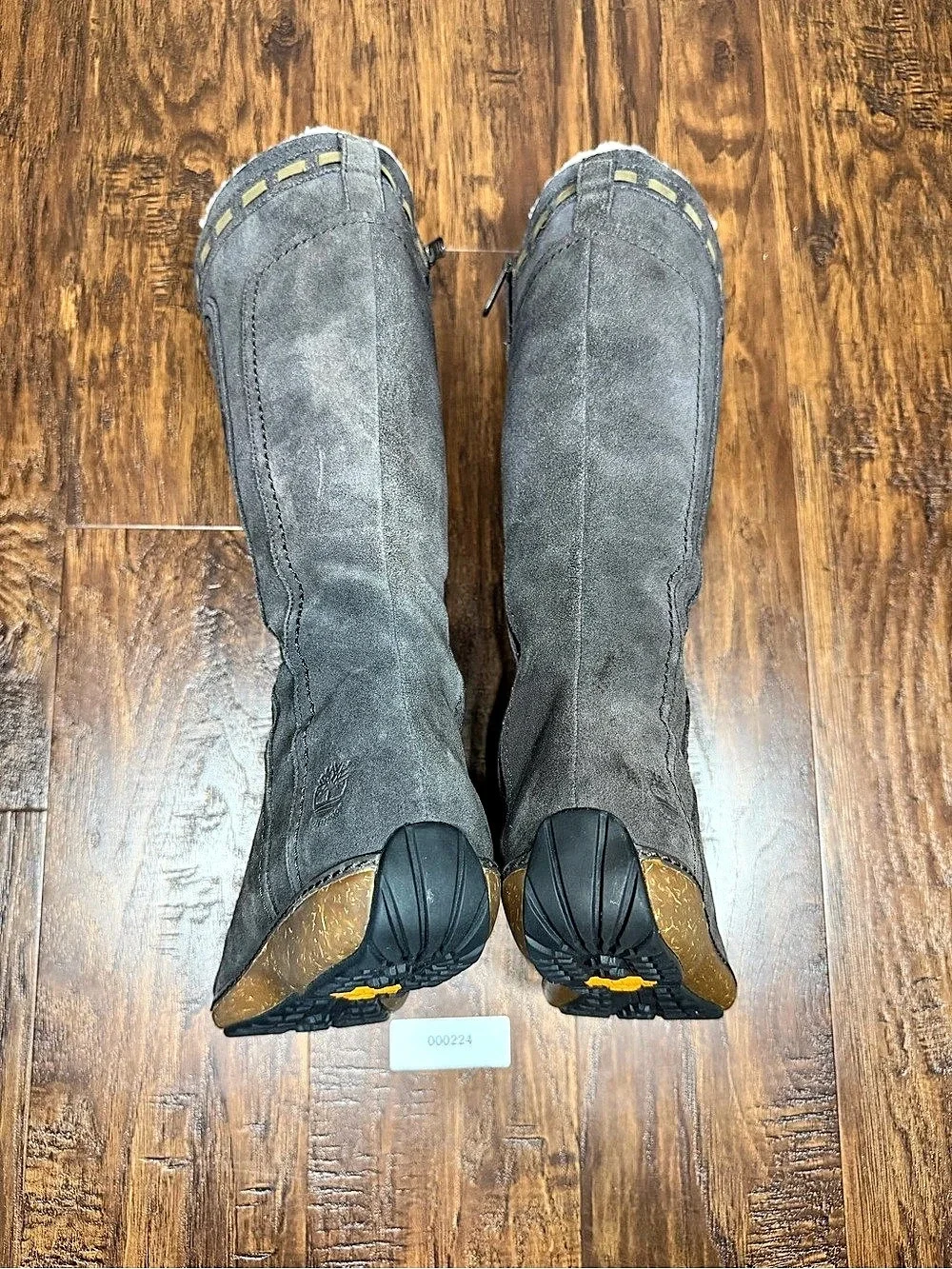 Timberland Women’s Size 8 Charcoal Gray Suede Tall Lace Up Shearling Boots